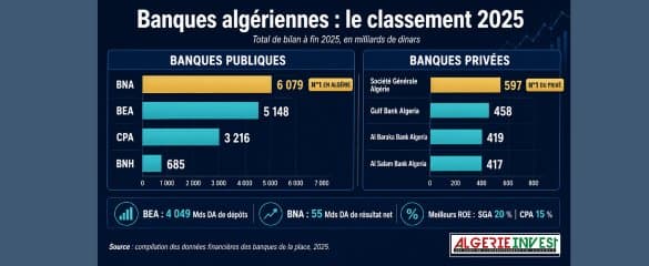 Algerian banks in 2025: BNA dominates the market, Société Générale Algeria leads the private sector