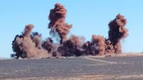 Explosive Blasting Operation for Iron Ore Extraction Implemented