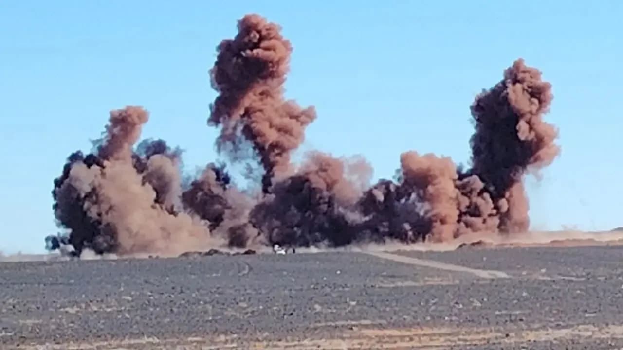 Explosives Used to Extract Iron Ore from Gara Djebilet Mine