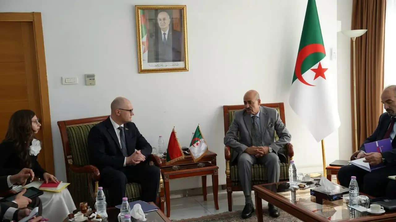 Mr. Kourtel receives the Ambassador of Belarus in Algeria accompanied by a delegation of businessmen