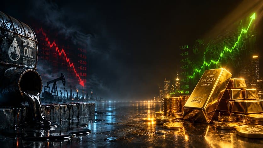 Surge in Gold Prices and Consecutive Losses for Oil