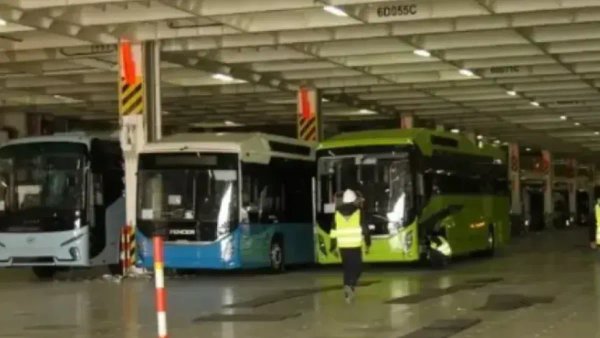 Arrival of a second shipment of imported buses