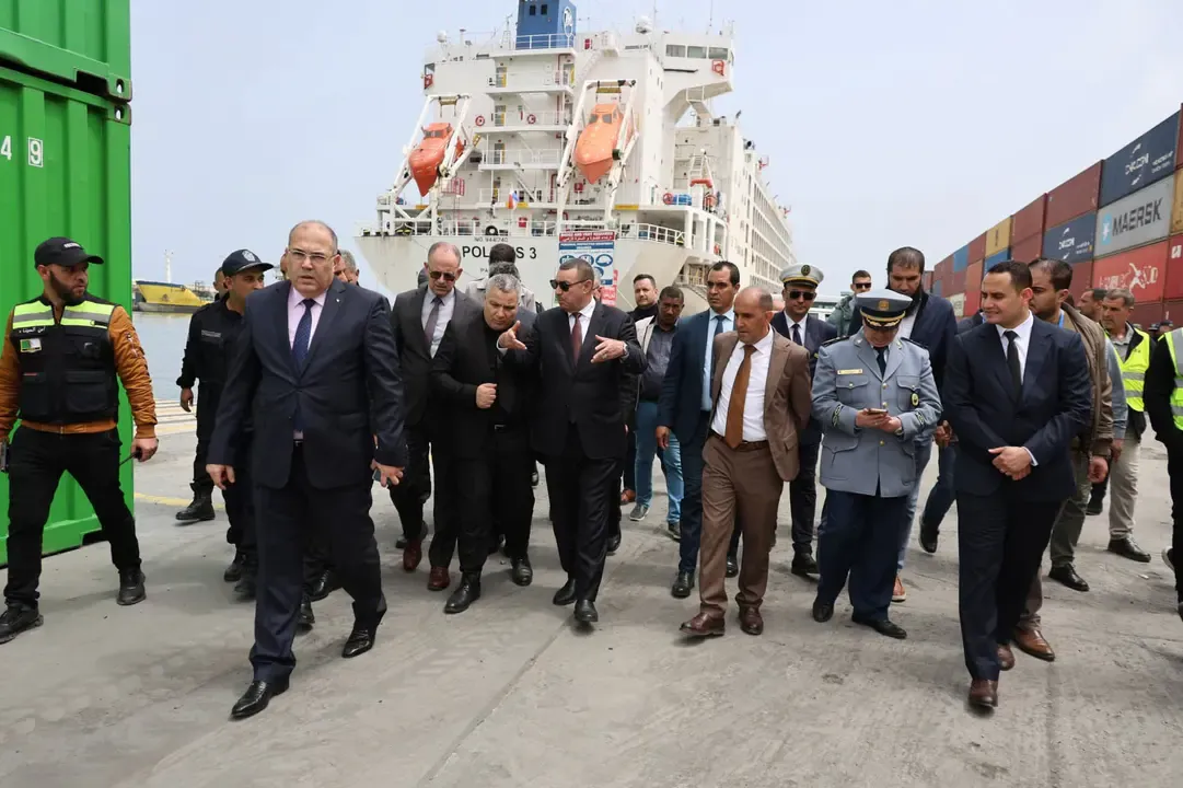 Saïd Sadioud inspects the works at the Port of Algiers