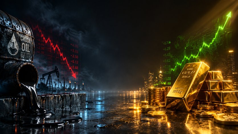 Surge in Gold Prices and Consecutive Losses for Oil