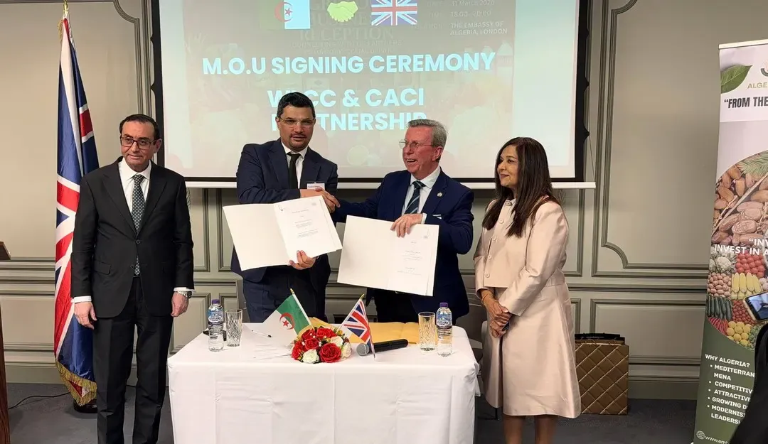 The Algerian Chamber of Commerce and Industry Signs a Memorandum of Understanding with its British Counterpart to Enhance Bilateral Cooperation